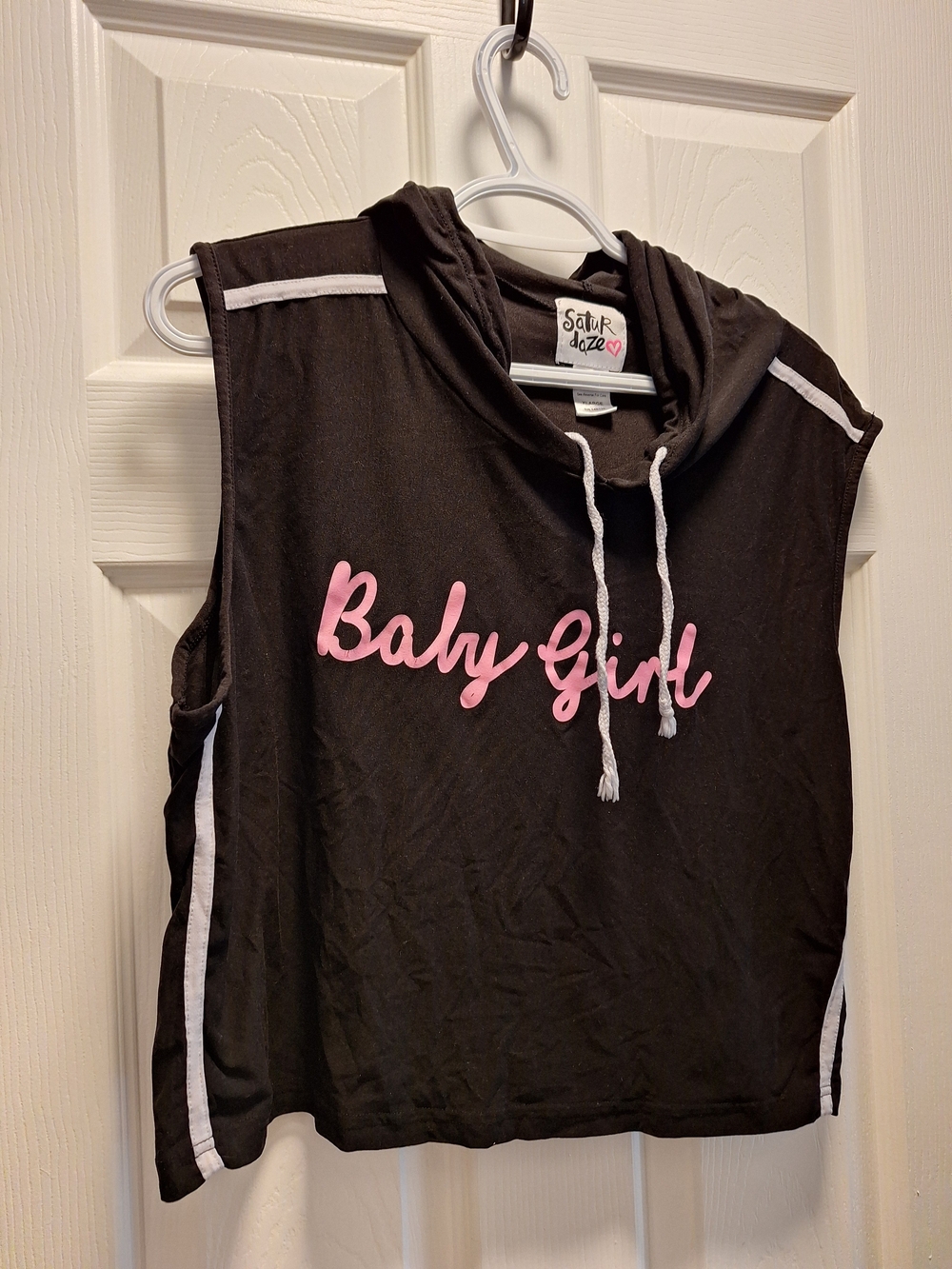 "Baby Girl" Black Sleeveless Hoodie